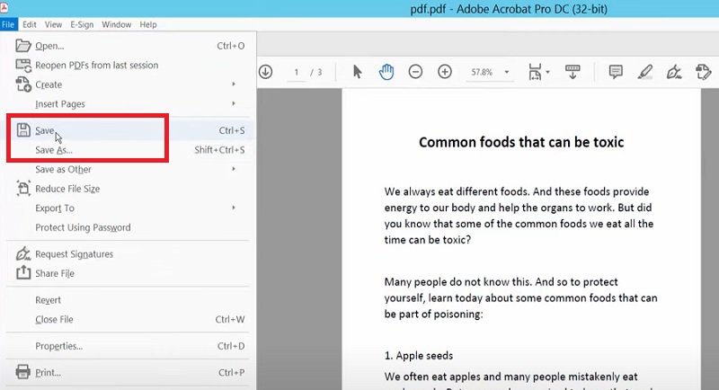 hit file and pick saving option
