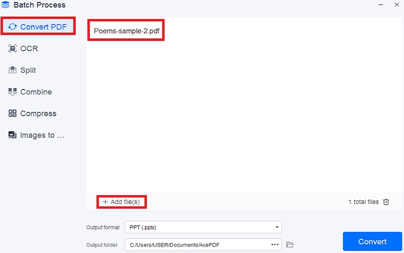 hit convert and add file
