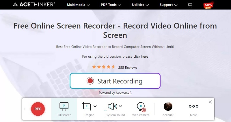 free online screen recorder interface