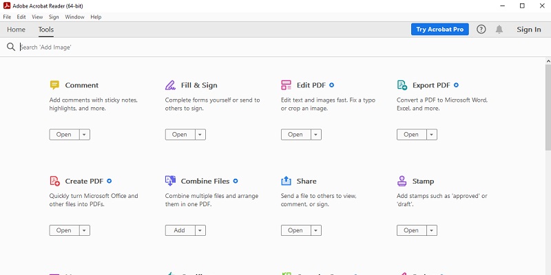 adobe acrobat interface