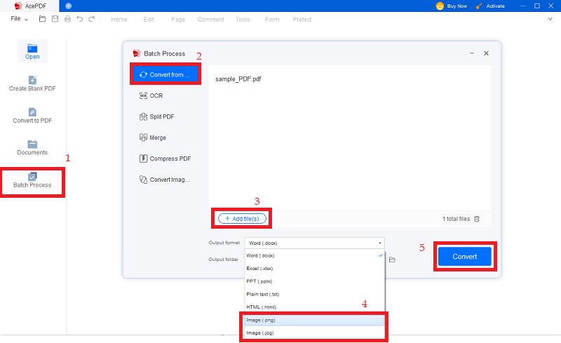 initiate the conversion of pdf to image