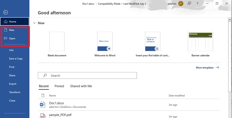 open your word document