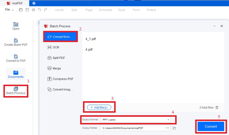 begin the conversion of pdf files to powerpoint