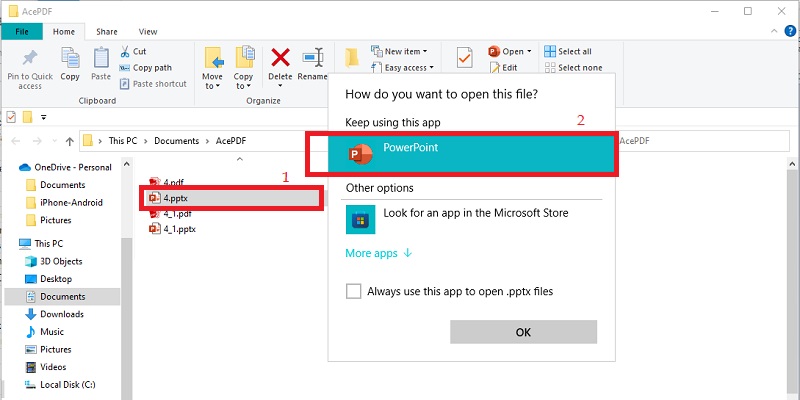 check the converted powerpoint file