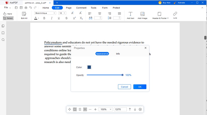 adjust the underline setting