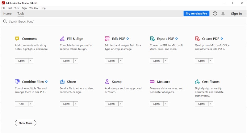 adobe acrobat interface