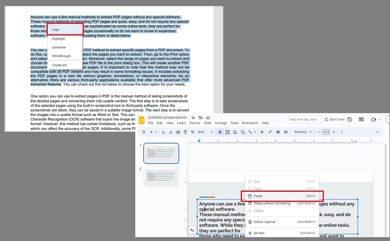 copy and pasting manual conversion process