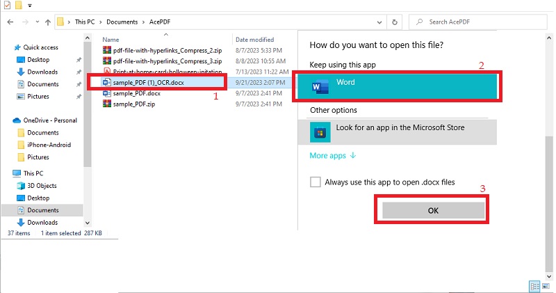 convert and save your converted word file