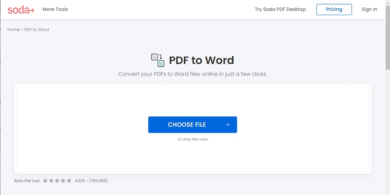 sodapdf pdf to word on mac converter interface