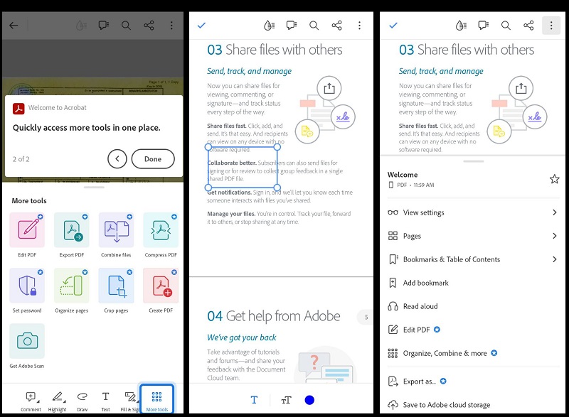 adobe acrobat reader for pdf on mobile