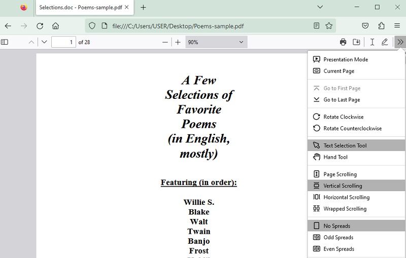mozilla firefox pdf interface