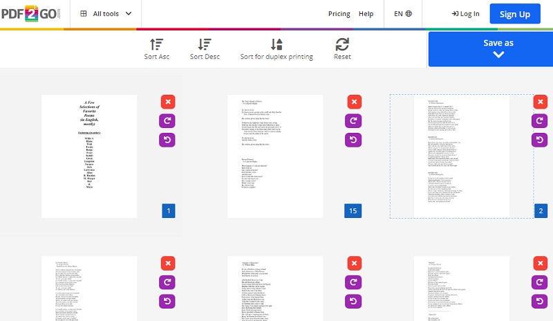 pdf2go interface