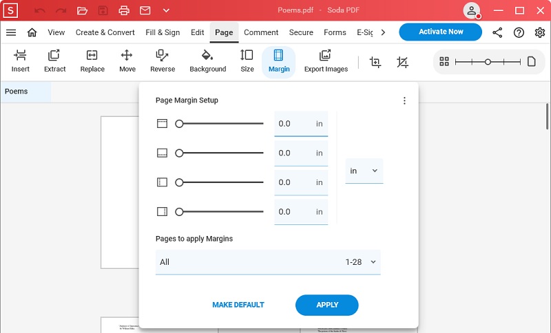 soda pdf margin settings