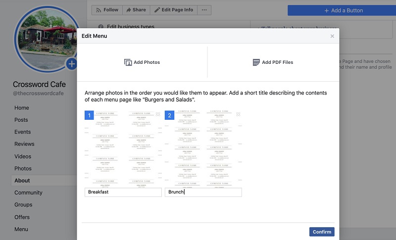 add pdfs to business page and confirm
