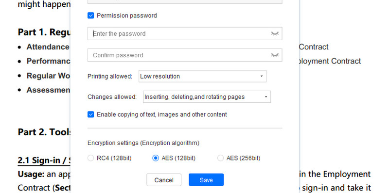 protect with permission password