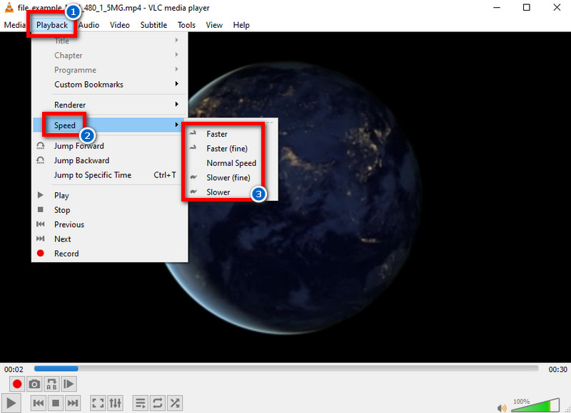 adjust video speed in context menu