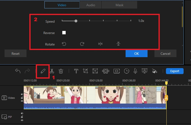 click the pen icon and drag the slider on the speed option