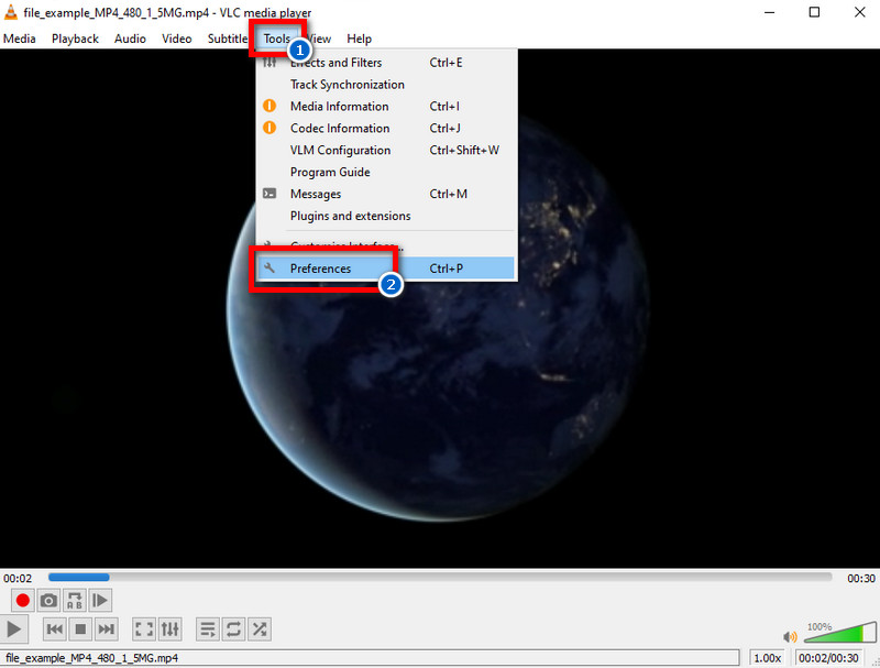 launch vlc and go to the preferences option