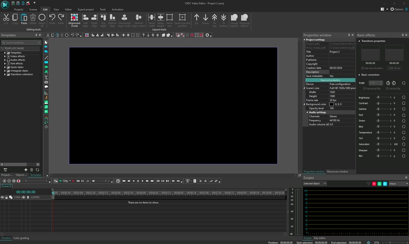vsdc video editor interface