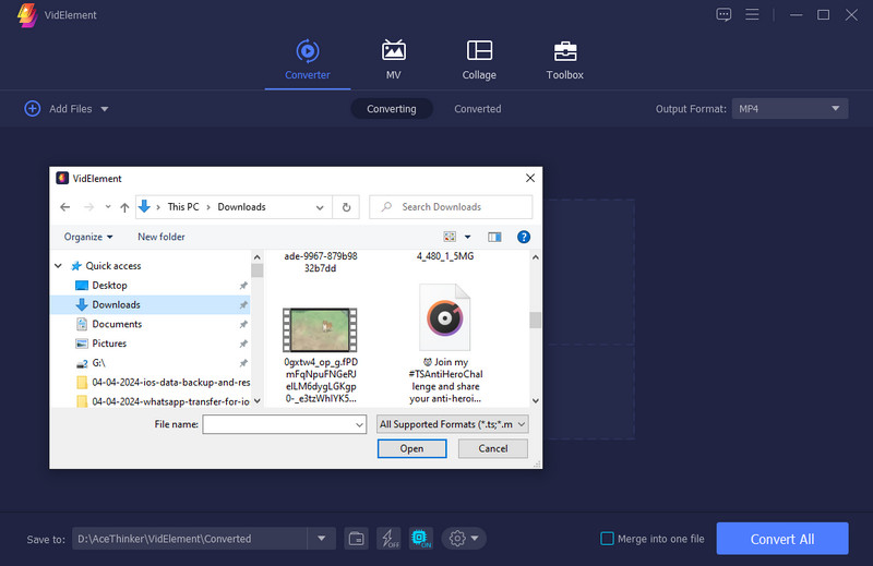 hit add files to import video file