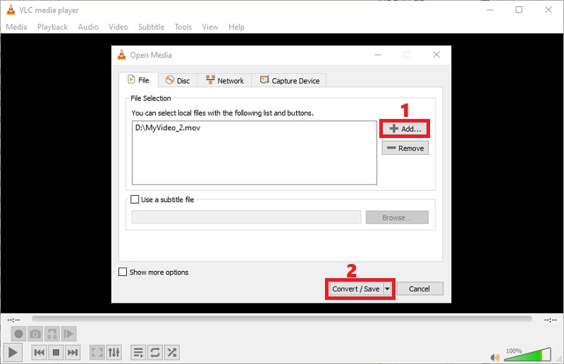 hit add button and select file