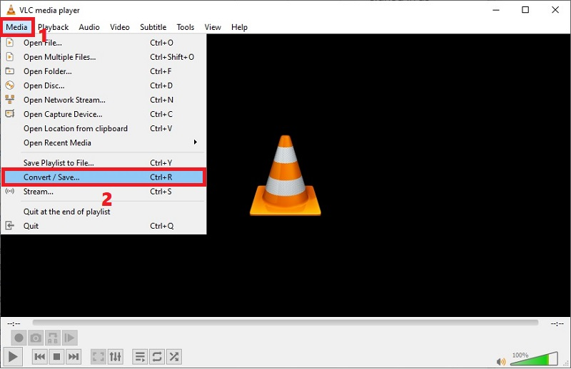 go to media menu and click convert/save button