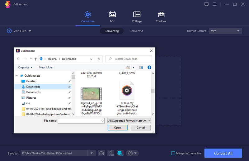 hit add files to import video file