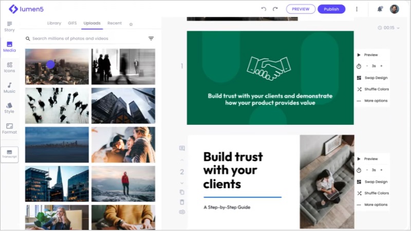 animoto alternative lumen5 interface