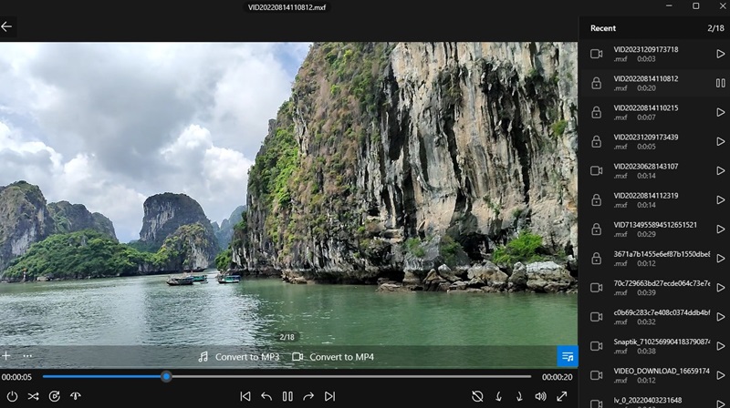 mxf player+ interface