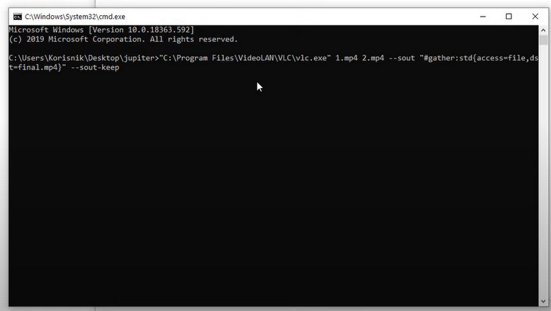 open command prompt and type the vlc command line