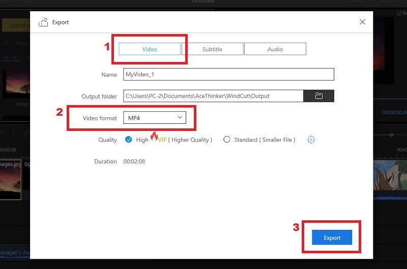 export your video