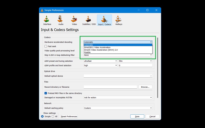 disable hardware video decoding