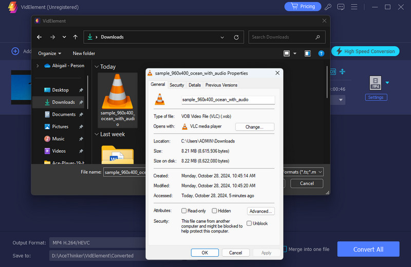 upload vob file
