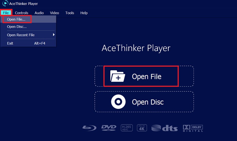 acethinker player open file options
