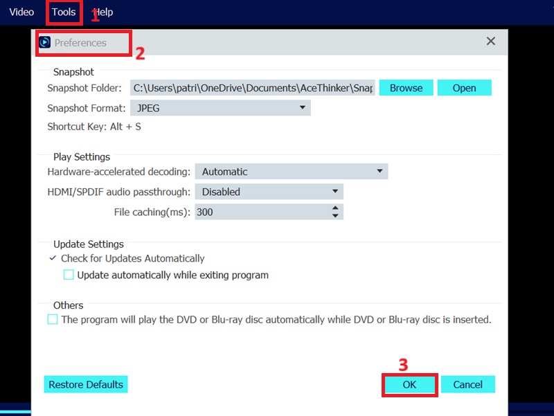 Adjust Preferences