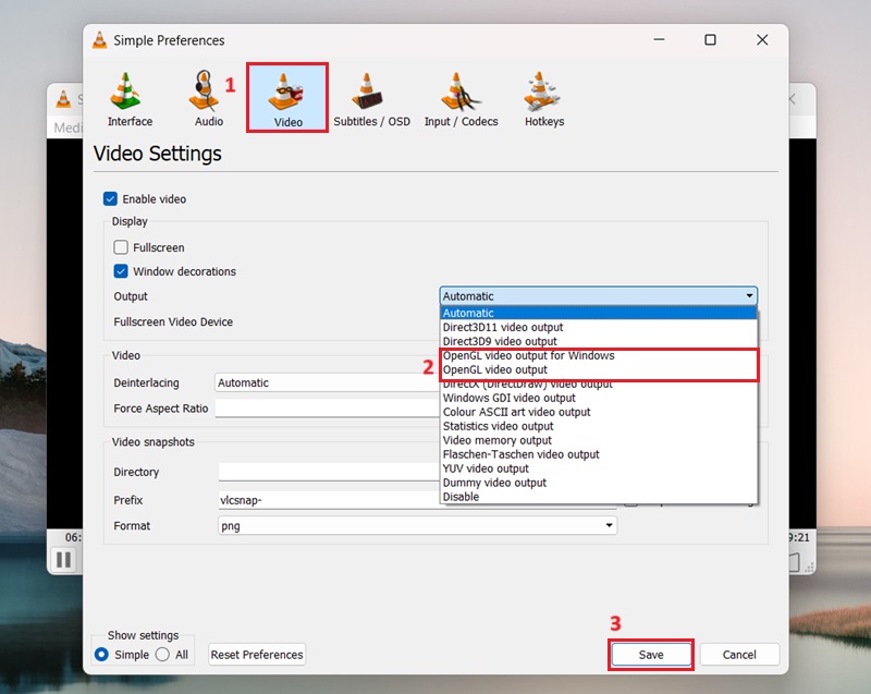 adjust video settings