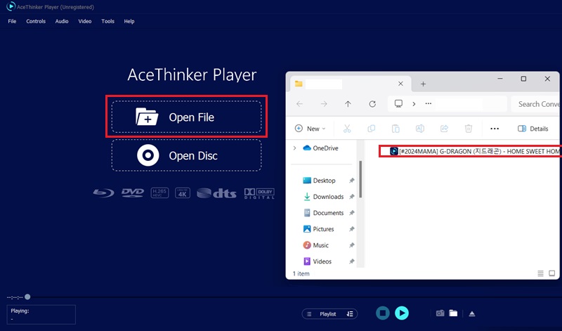 ace player choose file