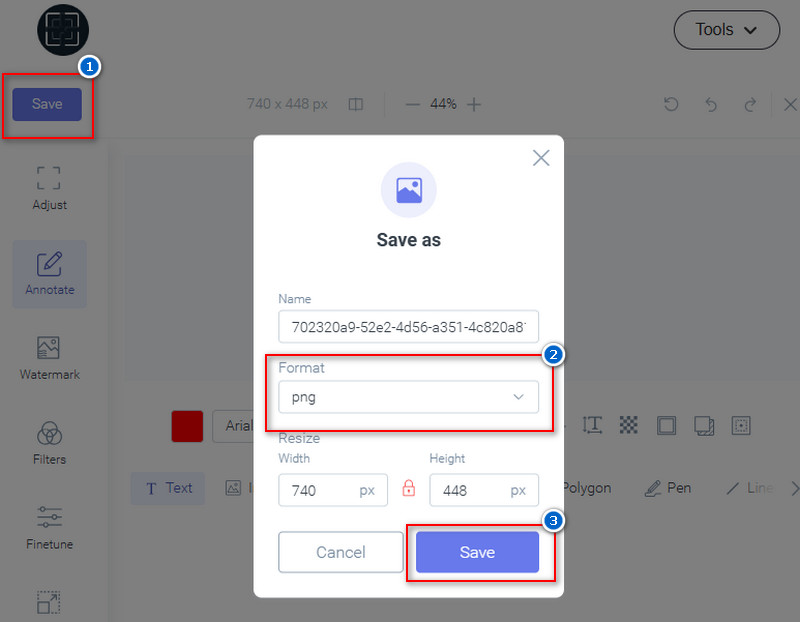 save and edit the new image