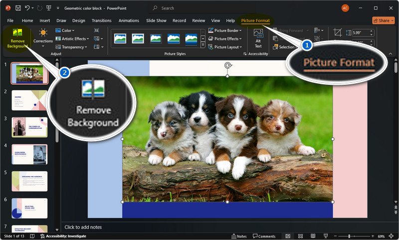 select the image and click remove background