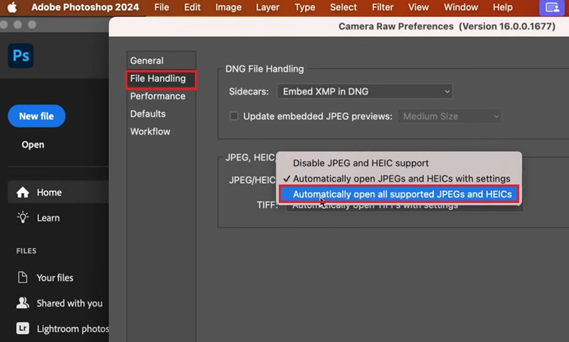 file handling settings