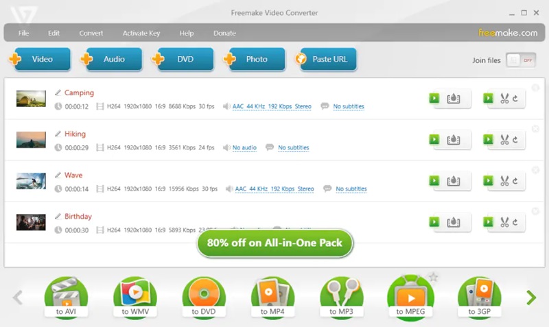 freemake video converter interface