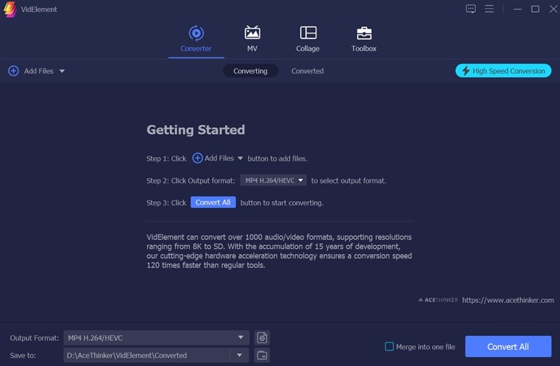 videlement main interface