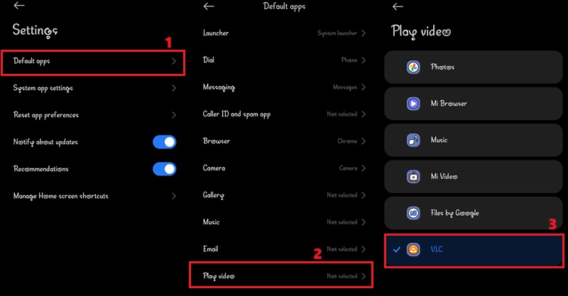 android select vlc