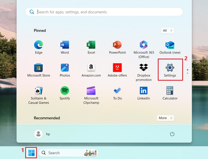 windows open settings