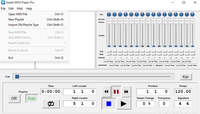 sweet midi player interface