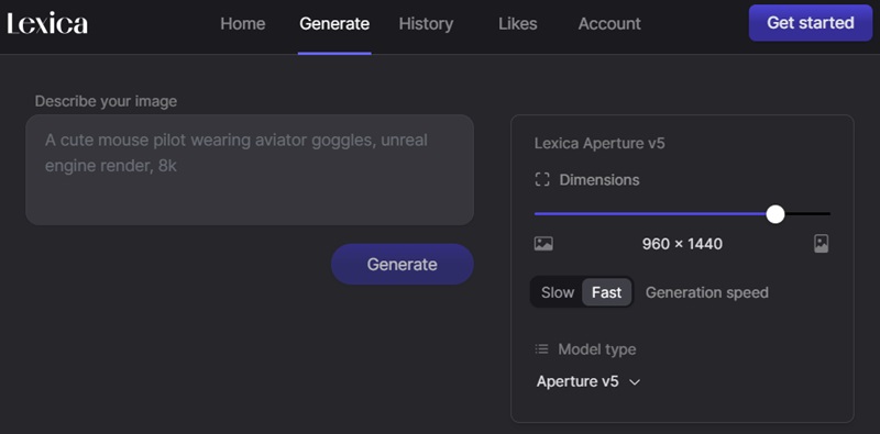 lexica ai image generator interface