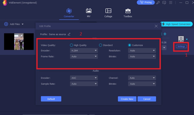 customize video settings