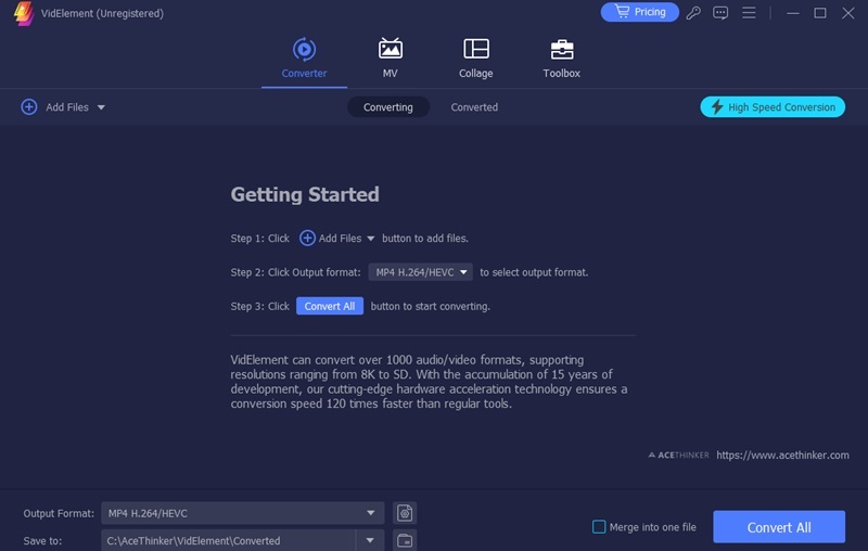 acethinker videlement interface
