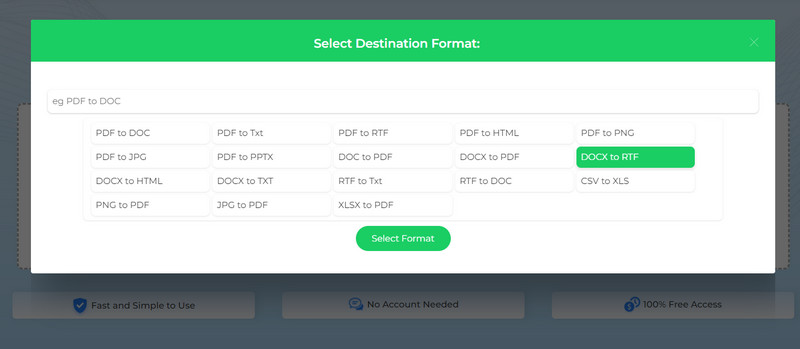 select rtf format