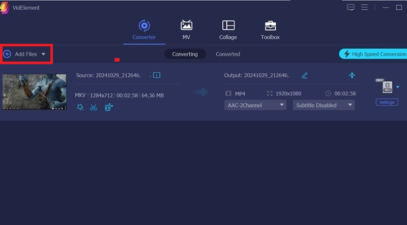 import your webm file
